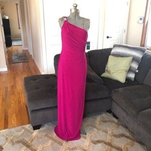 12 RALPH LAUREN FORMAL FUCHSIA ONE SHOULDER PINK DRESS NWT